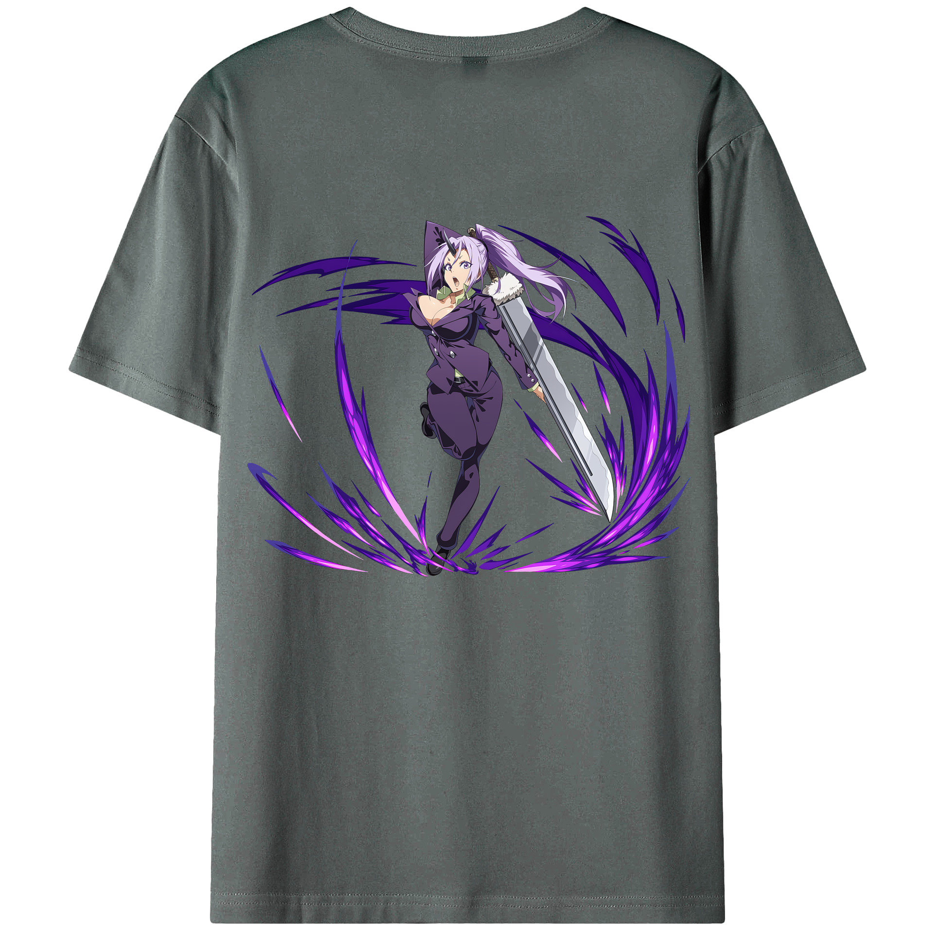 （画像用） 転スラ Regarding Reincarnated to Slime 綿100％ メンズ半袖Tシャツ（バックプリント） 通気性
